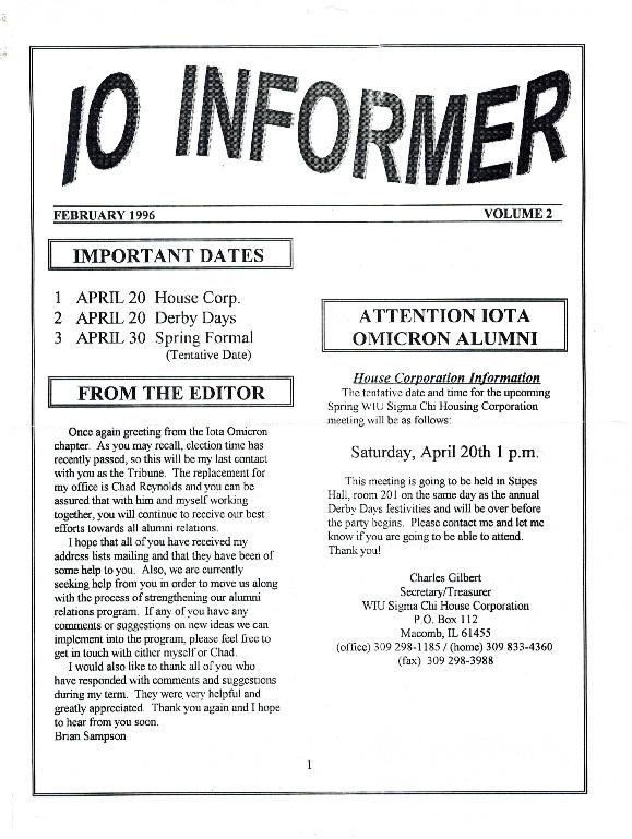 Newsletter Iota Omicron 1996 02 Page 1