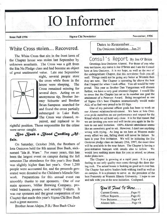 Newsletter Iota Omicron 1996 11 Page 1