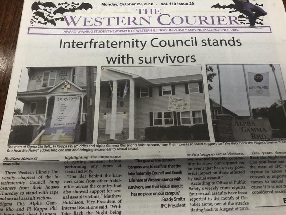 western courier interfraternity council stands with survivors